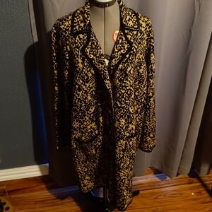 🍈Anne Klein Black and Tan Pixel Abstract Design Size XL Coat